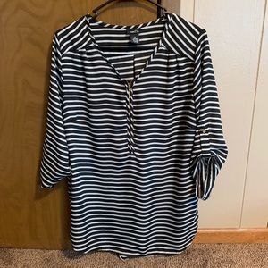 3/4 sleeve black and white stripes